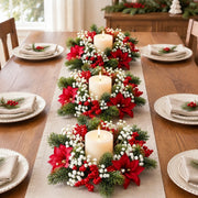 Christmas Poinsettia Candle Ring Wreath Set
