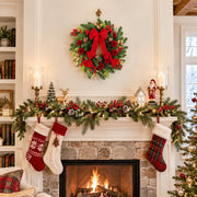 Red Poinsettia Christmas Door Wreath