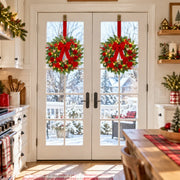 Red Poinsettia Christmas Door Wreath