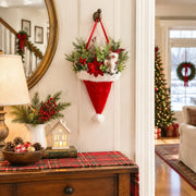 Christmas Santa Hat Hanging Floral Arrangement