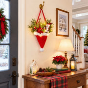Christmas Santa Hat Hanging Floral Arrangement