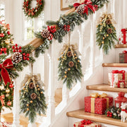 Christmas Teardrop Door Swag with Red Bow