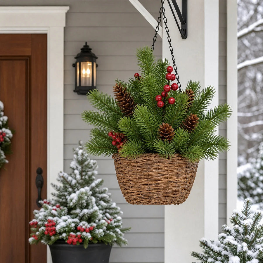 5-Piece Norfolk Pine Branch & Red Berry Set