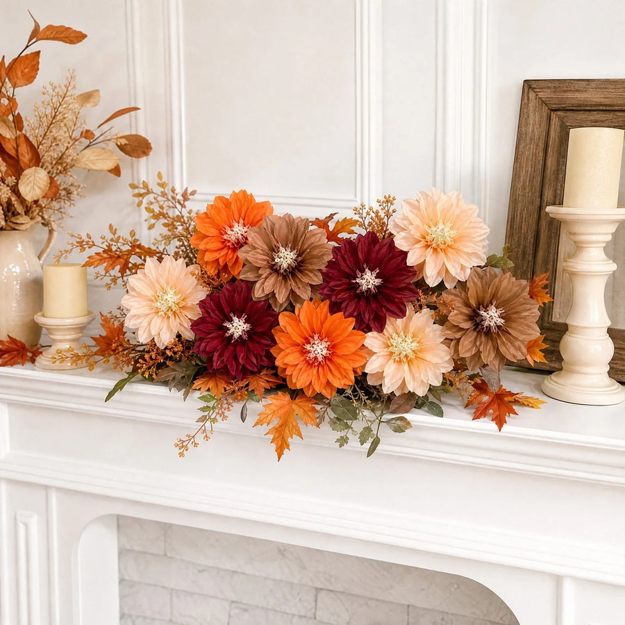 12-Piece Mini Orange Faux Flower Head Set