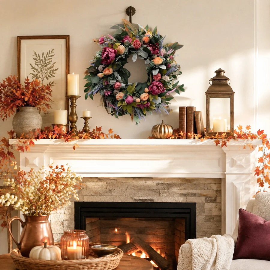 Fall Hydrangea & Peony Front Door Wreath