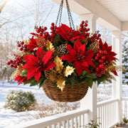 Red Poinsettia Christmas Window Box Arrangement