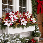 Red Poinsettia Christmas Window Box Arrangement