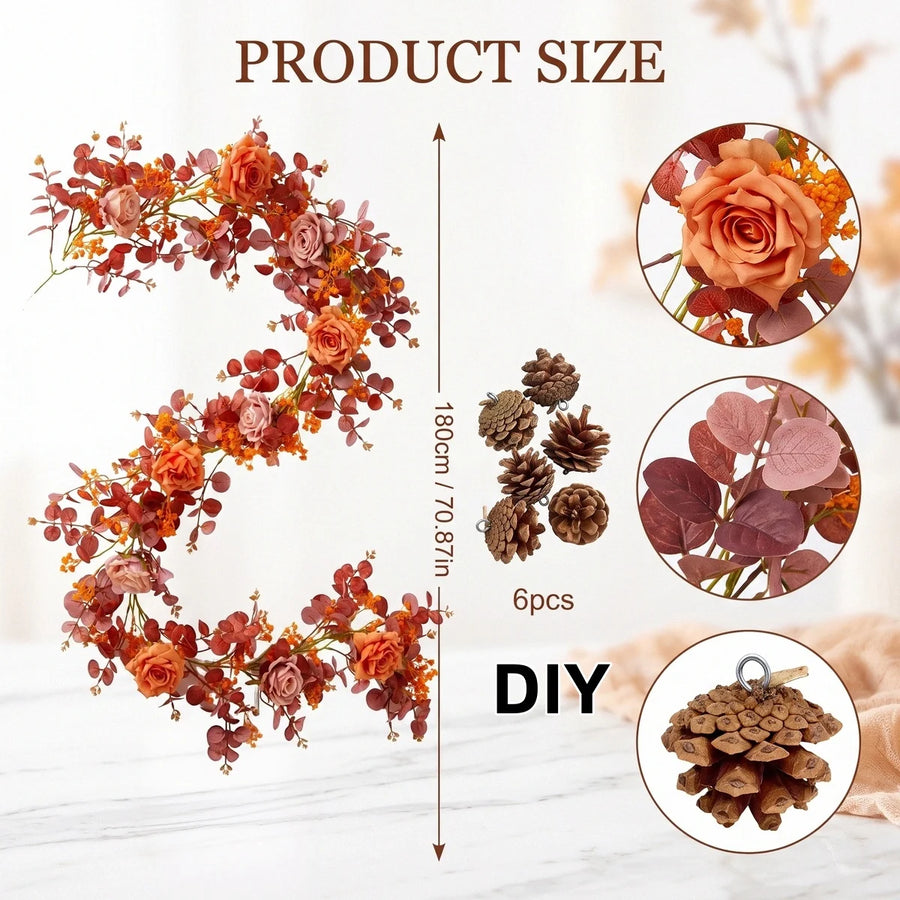 Orange Gypsophila Eucalyptus Fall Garland