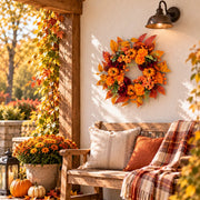 Maple Leaf Pumpkin Hydrangea Fall Wreath – 18in