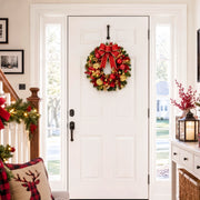 19.7-Inch Lighted Christmas Wreath with Red Bow