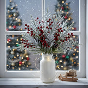Christmas Poinsettia and Red Berry Stem Set – 35 Pcs