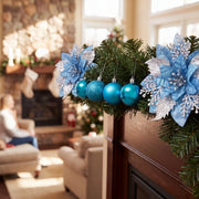 Glitter Poinsettia and Ball Ornament Set – 34 Pcs