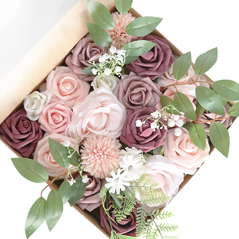 Simulated boxed flowers, European style wedding, bride's bouquet, wedding accompaniment, flower box, DIY bouquet