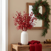 Glitter Berry Stem Ornament Set – 55 Pcs (Gold)