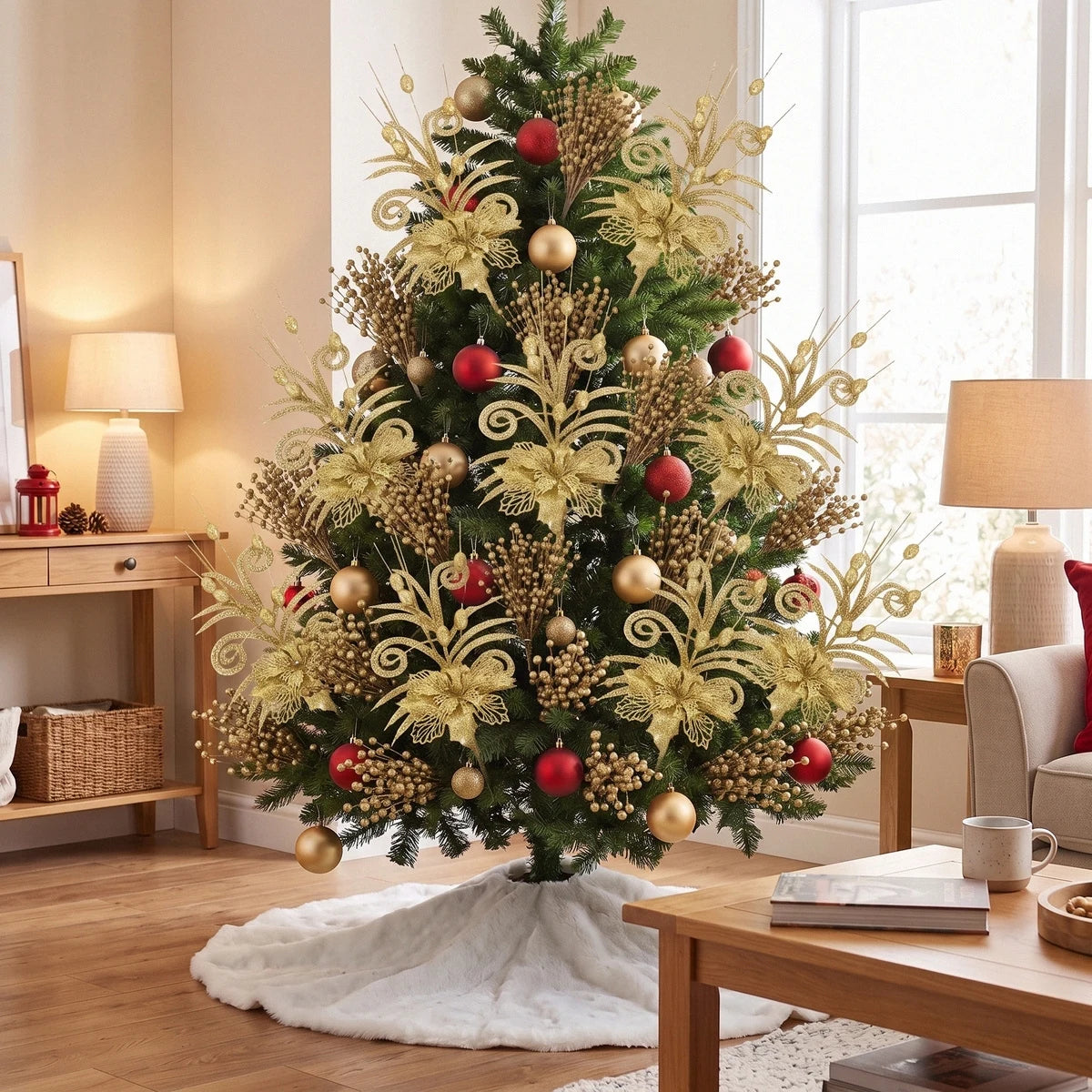 Glitter Berry Stem Ornament Set – 55 Pcs