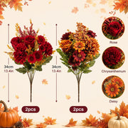 Fall Chrysanthemum and Rose Bouquet – Set of 4