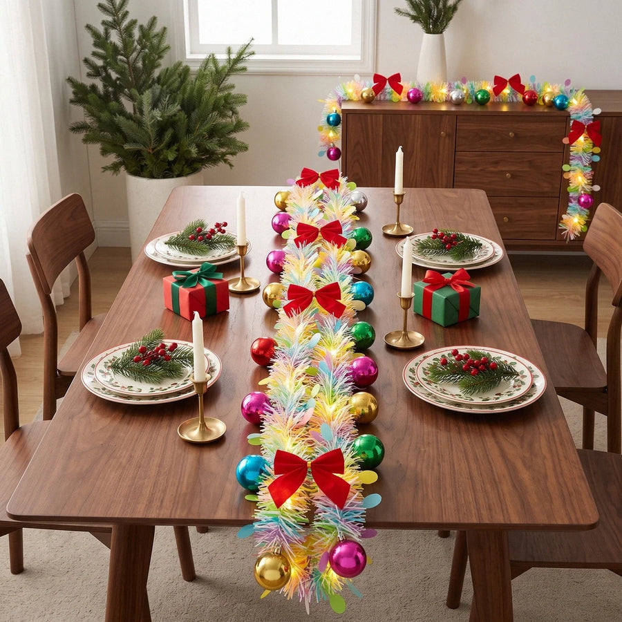 Pre-Lit Christmas Wreath with Red Bows – 5 Pcs