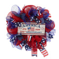 4th Of July Patriotic Flag Wreath for front door decor by IPOPU