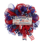 250th Anniversary Patriotic Mesh Wreath 16" for front door decor by IPOPU
