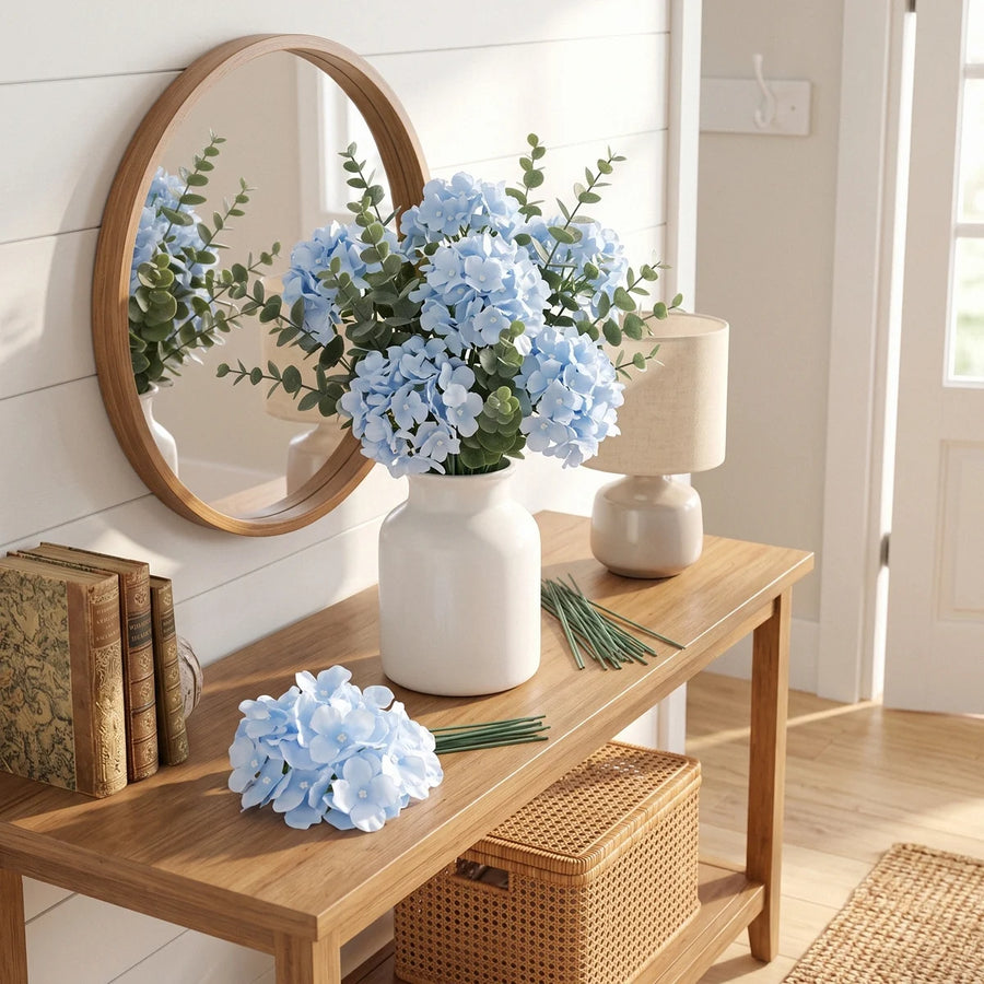 Blue Hydrangea & Eucalyptus DIY Floral Set