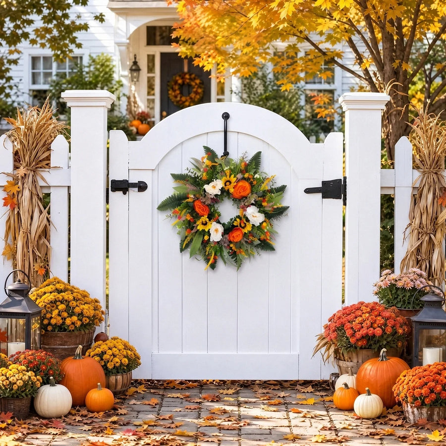 15.7-Inch Peony and Eucalyptus Front Door Wreath