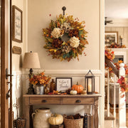 17.7-Inch Hydrangea and Pumpkin Fall Door Wreath