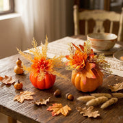 Pumpkin Dahlia Maple Leaf Floral Arrangements – Set of 2