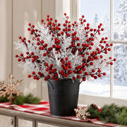 Artificial White Pine & Red Berry Picks – 50 Pcs
