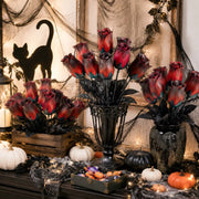 10-Piece Black Rose Halloween Floral Arrangement