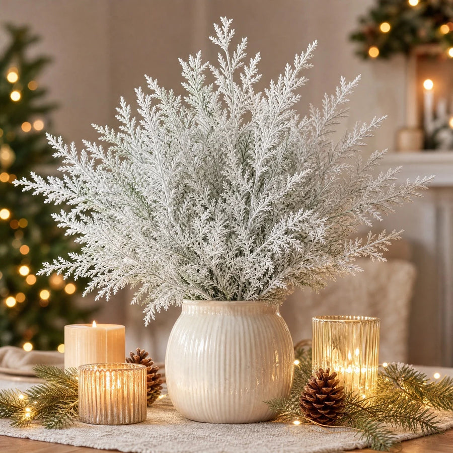 White Glitter Christmas Branch Stem