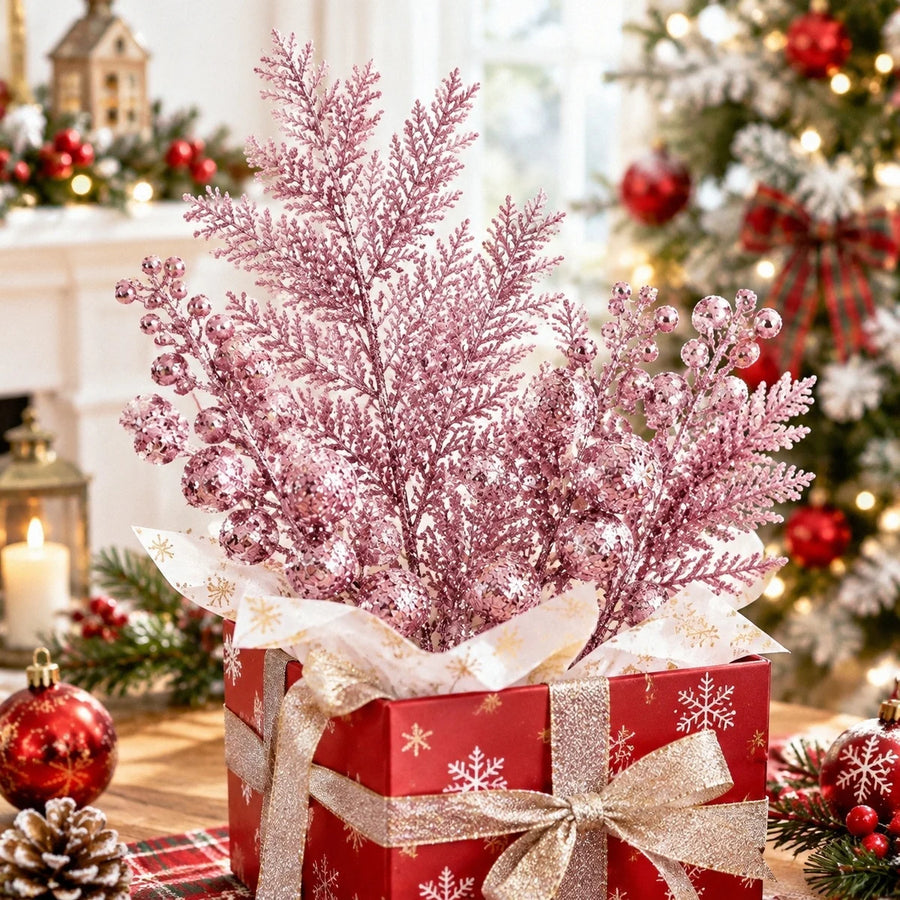 20-Piece Glitter Christmas Branch Stem Collection