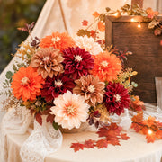 12-Piece Mini Orange Faux Flower Head Set