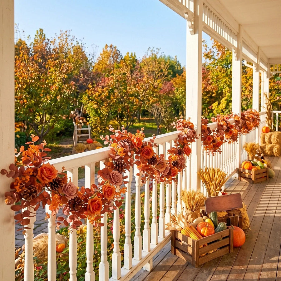 Orange Gypsophila Eucalyptus Fall Garland