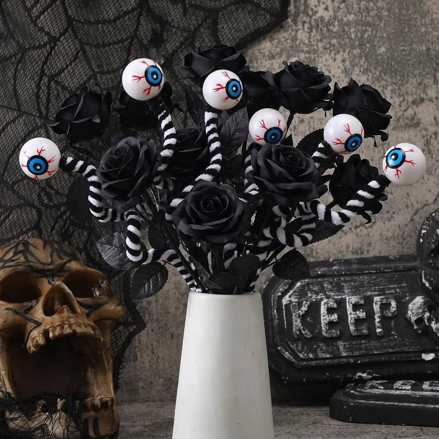 Gothic Black Rose & Purple Calla Lily Floral Set – 20pcs