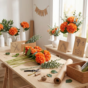 Orange Hydrangea & Eucalyptus Fall Floral Set
