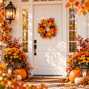 Maple Leaf Pumpkin Hydrangea Fall Wreath – 18in