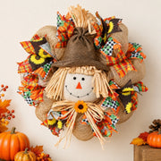 17.7-Inch Scarecrow Sunflower Fall Door Wreath