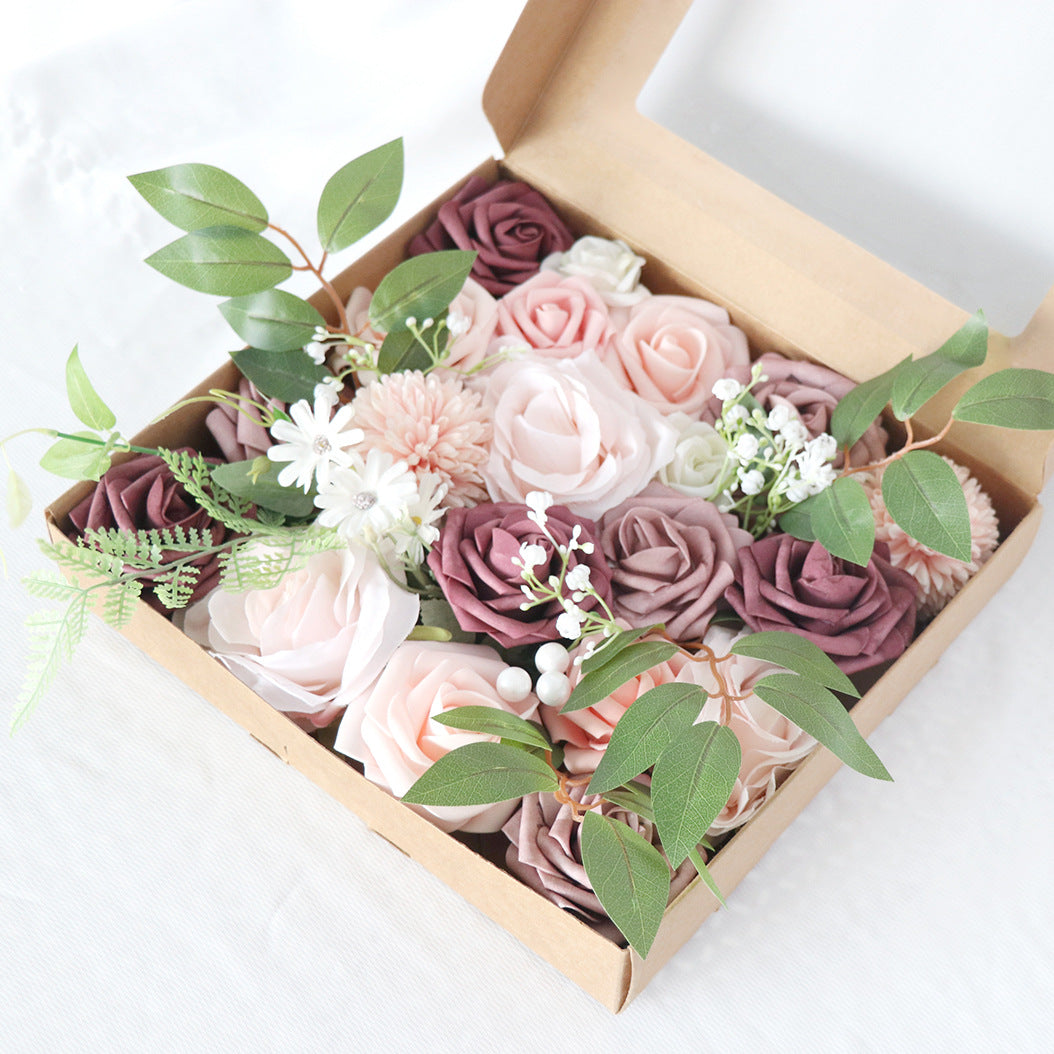 Simulated boxed flowers, European style wedding, bride's bouquet, wedding accompaniment, flower box, DIY bouquet