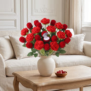 Knitted Artificial Rose Bouquet with Ring Box – 9 Pcs