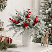 Snowy Pine and Red Berry Picks – 40 Pcs