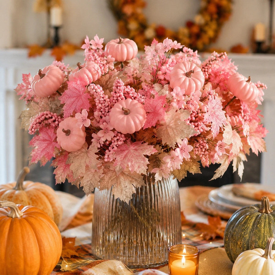 Pink Pumpkin and Maple Leaf Stems – 2 Pcs
