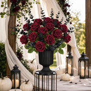 Burgundy Rose & Black Eucalyptus Halloween Floral Set