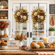17.7-Inch Hydrangea and Pumpkin Fall Door Wreath