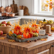 Orange Dahlia Pumpkin Table Centerpieces – Set of 2