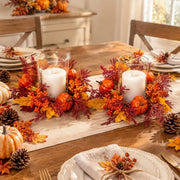 Fall Pumpkin Maple Leaf Candle Rings – Set of 4