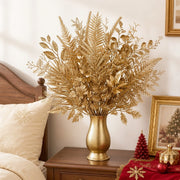 60-Piece Gold Christmas Floral Stem Set – Fern & Leaf Assortment