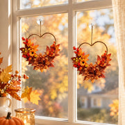 2-Piece Heart-Shaped Maple Leaf Fall Wreath Set