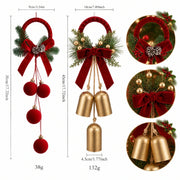 2-Piece Velvet Bow Christmas Hanging Wreath Set