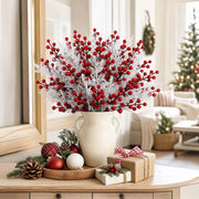 Artificial White Pine & Red Berry Picks – 50 Pcs