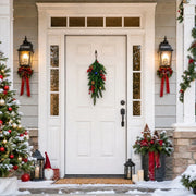 Red Bow Christmas Staircase Swag Set